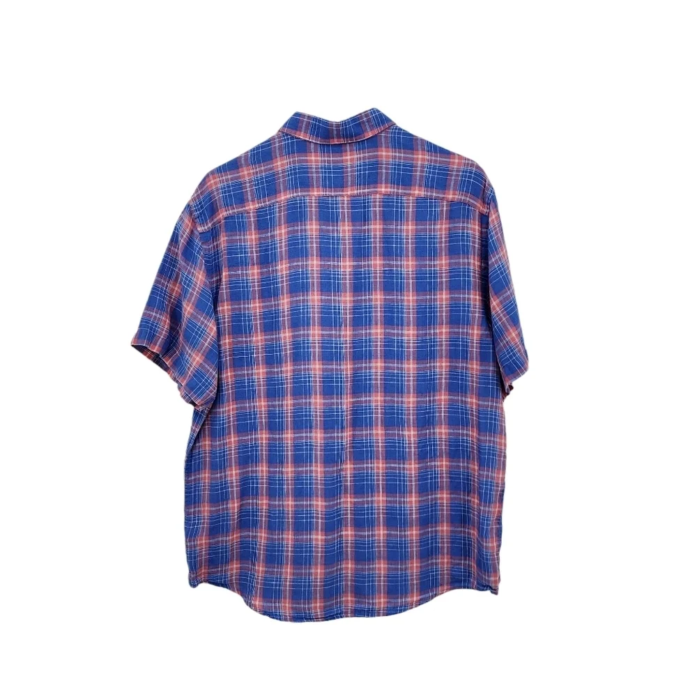 Untuckit Men's 100% Linen Plaid Button Down Shirt - L